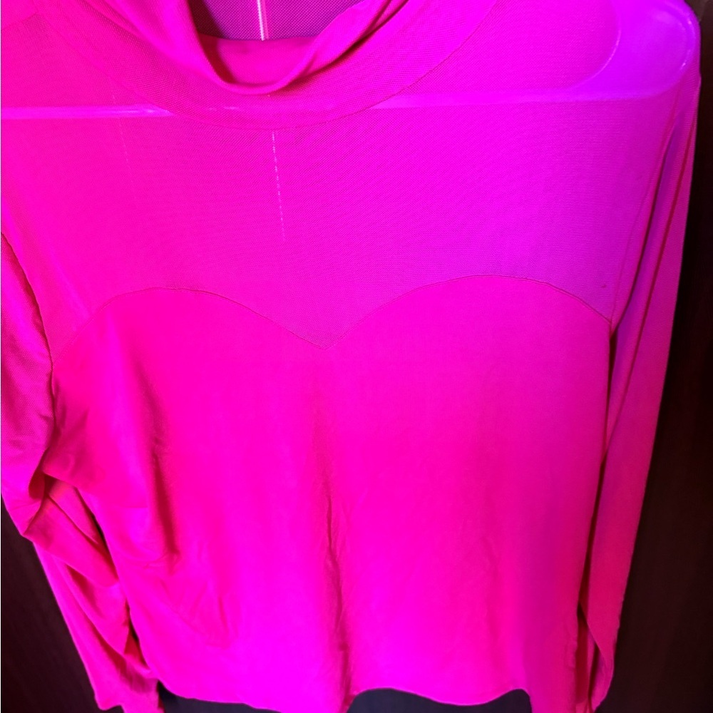 Pink Long Sleeve Mandarin Collar Blouse - Picture 2 of 4